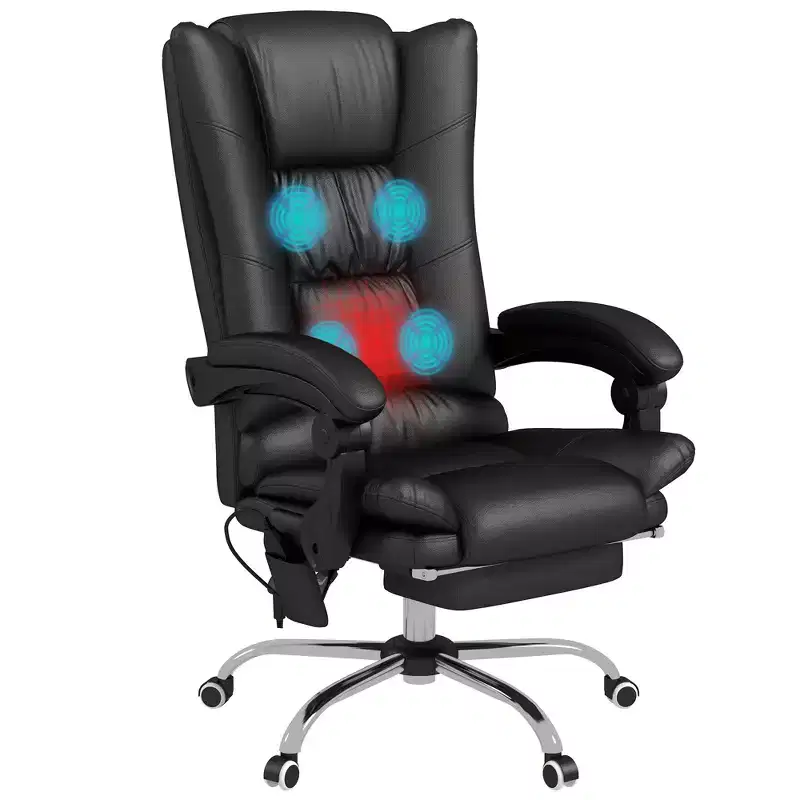 Vinsetto Vibration Massage Office Chair with Heat, Adjustable Height, High Back, Armrest, Footrest, PU Leather Comfy Computer Chair