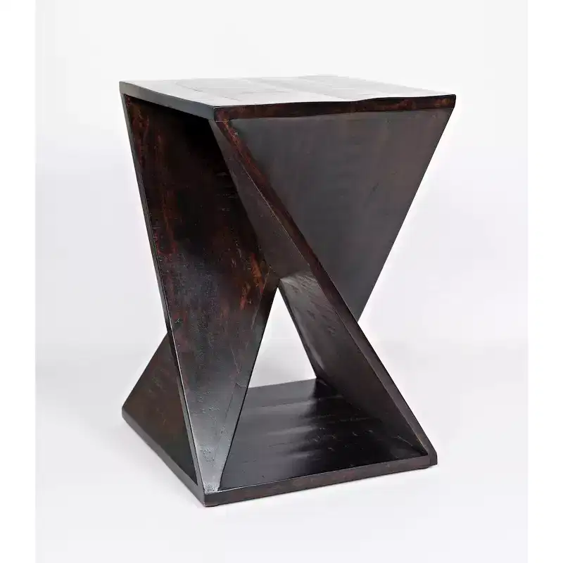 Solid Mango Hardwood Modern Angled Table - Brown