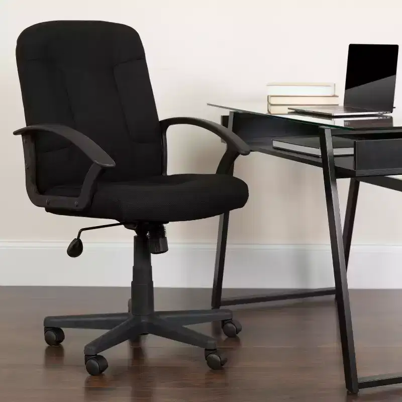Mid-Back Fabric Executive Swivel Office Chair with Nylon Arms