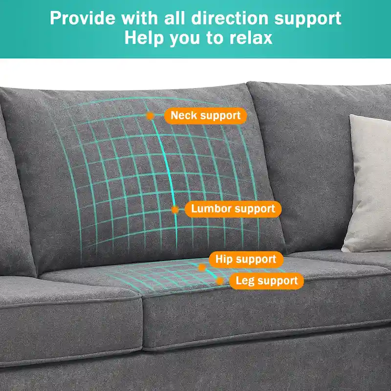 [VIDEO provided] [New] 91*91 Modern Upholstered Living Room Sectional Sofa, L Shape Furniture Couch with 3 Pillows