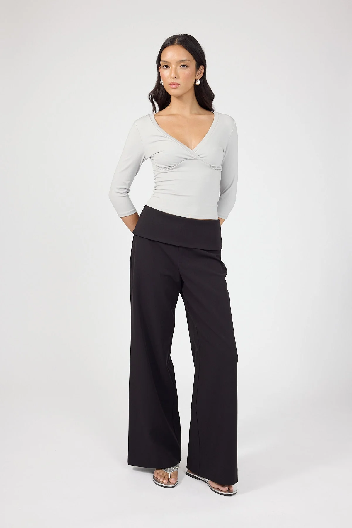Fold Over Pant Black