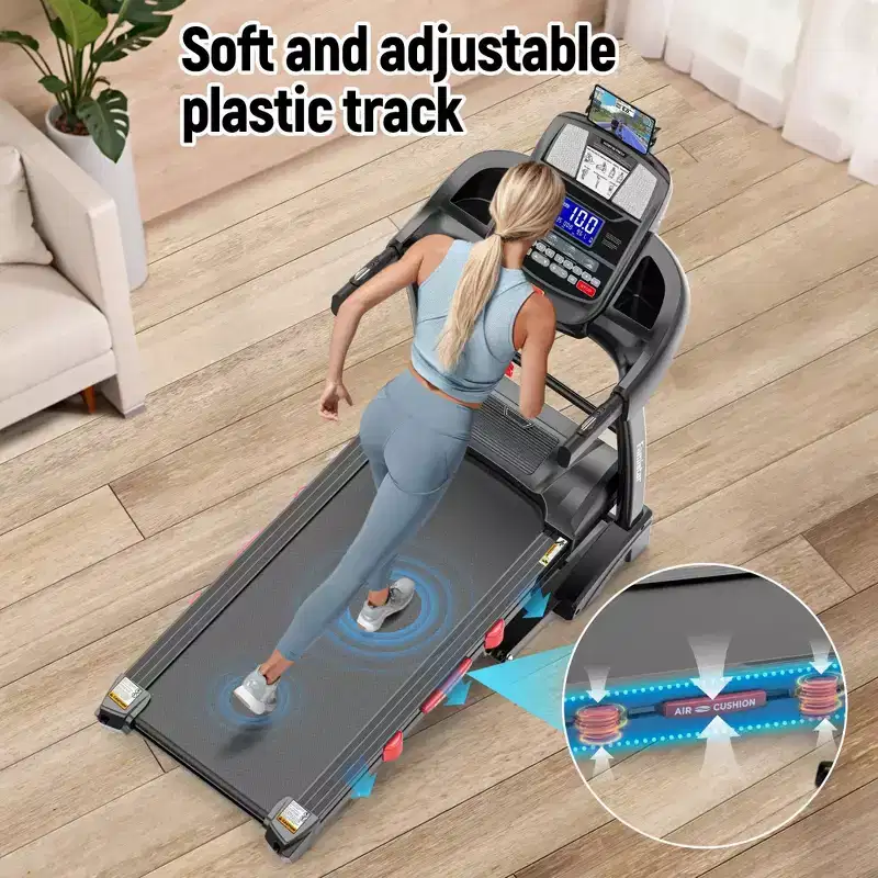 Folding Treadmill with Auto Incline, 0.612 MPH Speed, High-Performance Motor, 7-Layer Running Surface, 320lbs Capacity for Home & Apartment Workouts