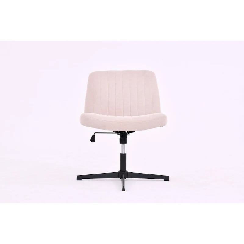 Cross Legged Office Chair, Wide Comfty Desk Chair, No Wheels Armless Computer Task Chair, Swivel and Height Adjustable