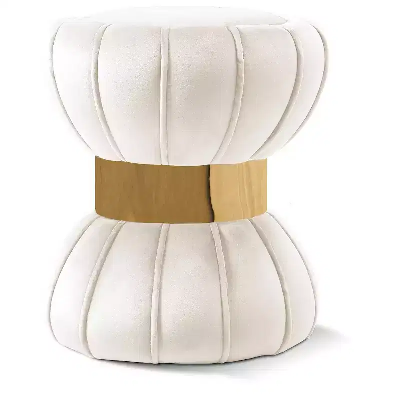 Meridian Furniture Vino Cream Velvet Ottoman/Stool