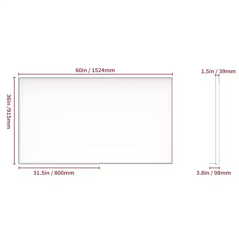 60x36 Modern Black Frame Bathroom Mirror: Oversized, Aluminum, Wall Mounted, Vertical/Horizontal