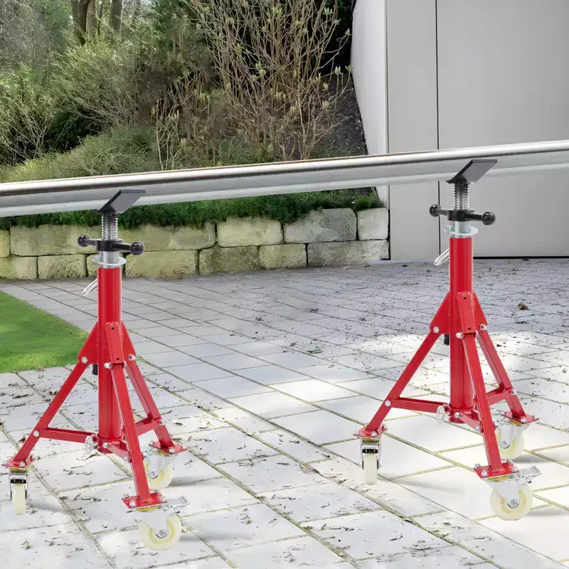 Pipe Stand, Pipe Jack Stand with Casters 28-52 Inch Adjustable Height V Head Folding Pipe Stands