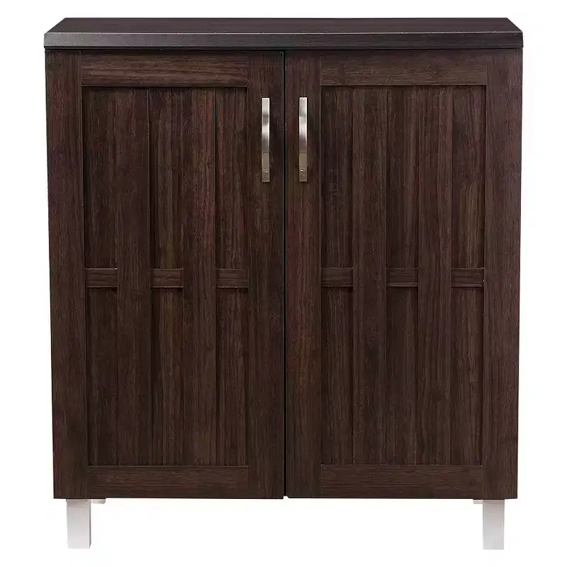 Excel Modern and Contemporary Sideboard Storage Cabinet - Dark Brown: Fixed Shelves, Wood Composite, Kitchen Cabinetry