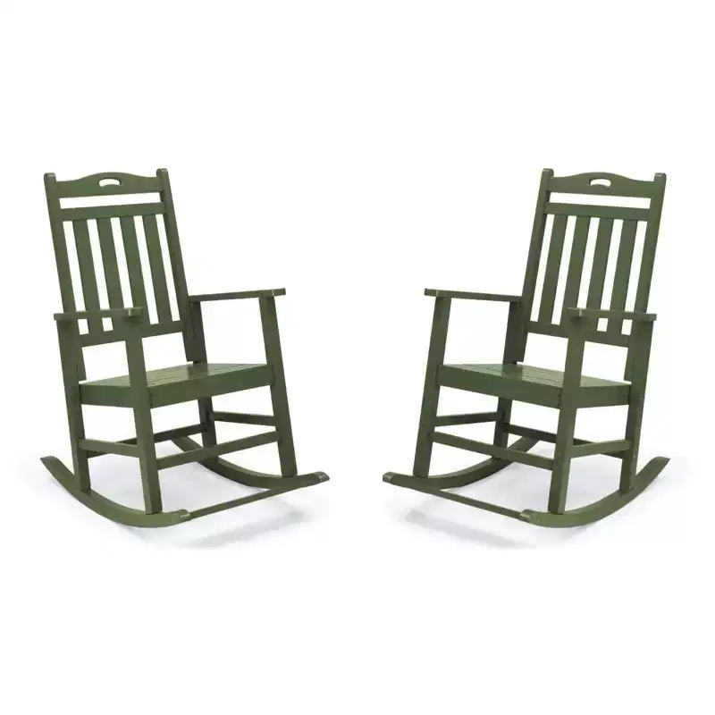 Karl Home | Solid Wood Patio Rocking Chairs with Footrest (Set of 2)