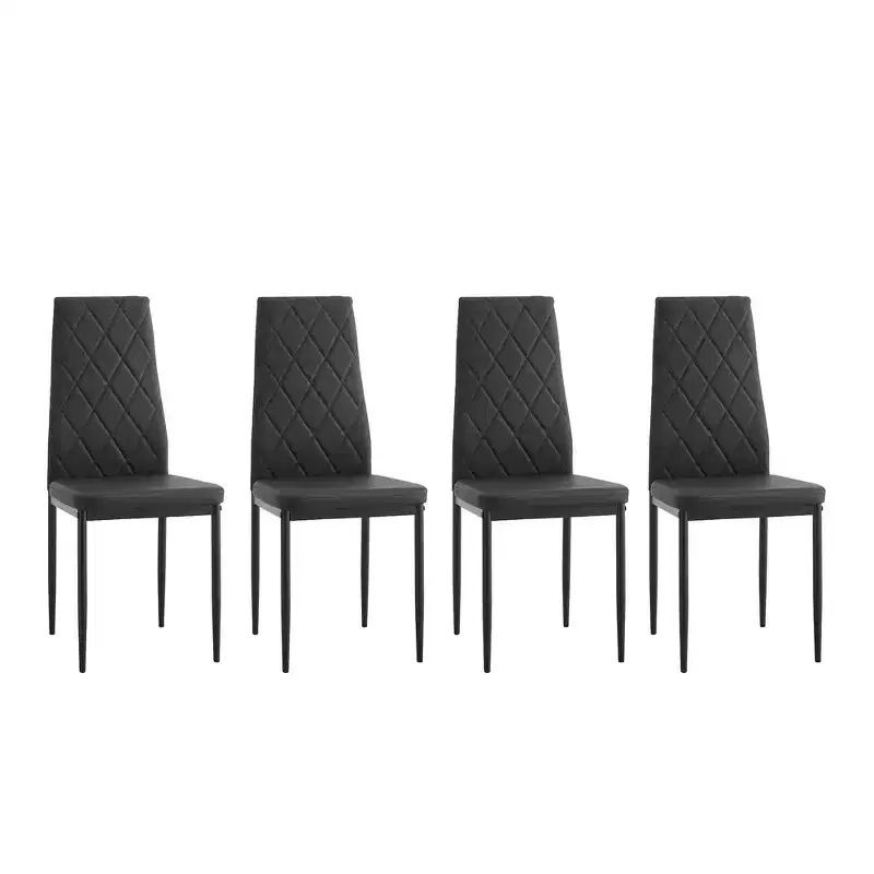MAYEERTY 4-Piece PU Dining Chair Set - Diamond-Shaped Upholstered Chairs with Soft Leather Surface
