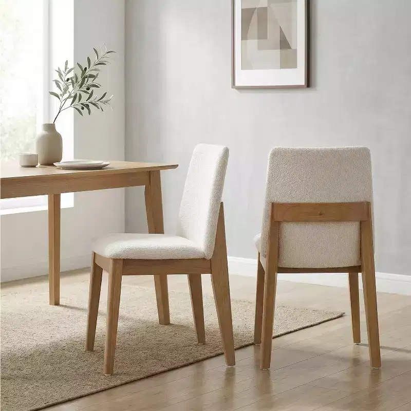 Dining Chairs, Rubberwood Accent Armless Chairs with Padded Seat - Set of 2
