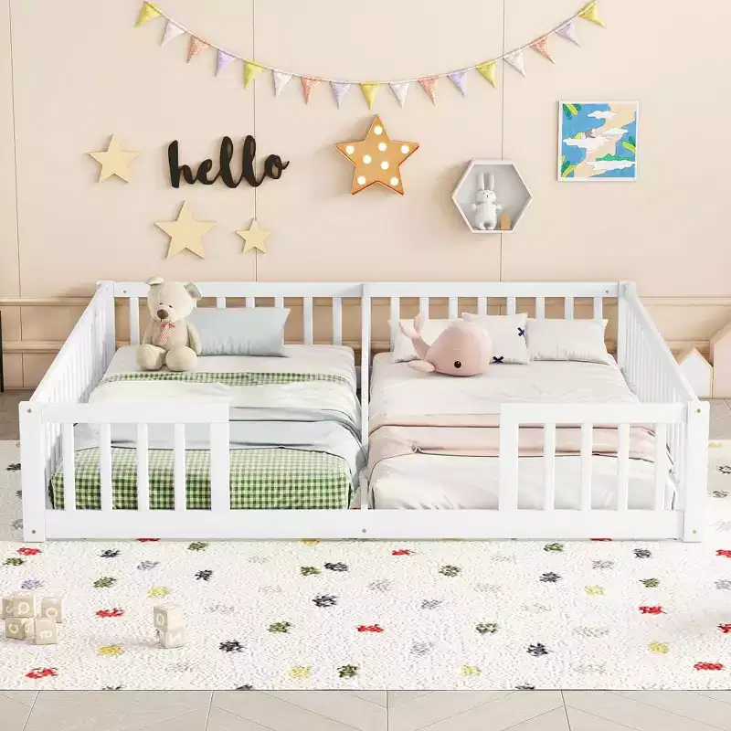MAYEERTY Twin Loft Bed Under-Bed Desk Space Space-Saving Solid Pine Wood