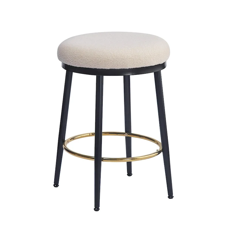 Roomfitters Modern Counter Stools, Set of 2 Bar Height Chairs with Iron Frame, Cushioned Seat and Footrest