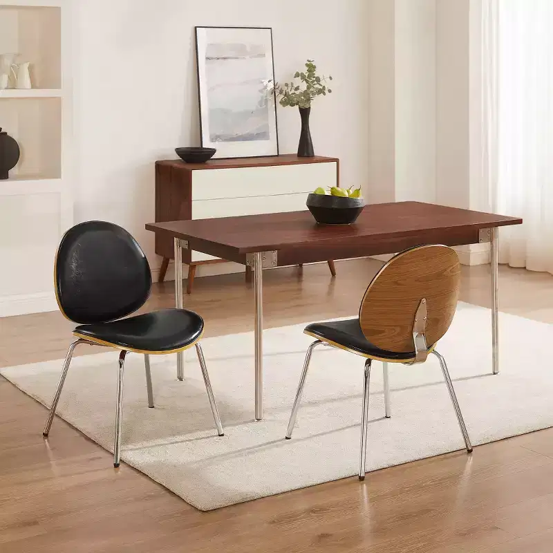 Art Leon Bentwood and Faux Leather Dining Chairs