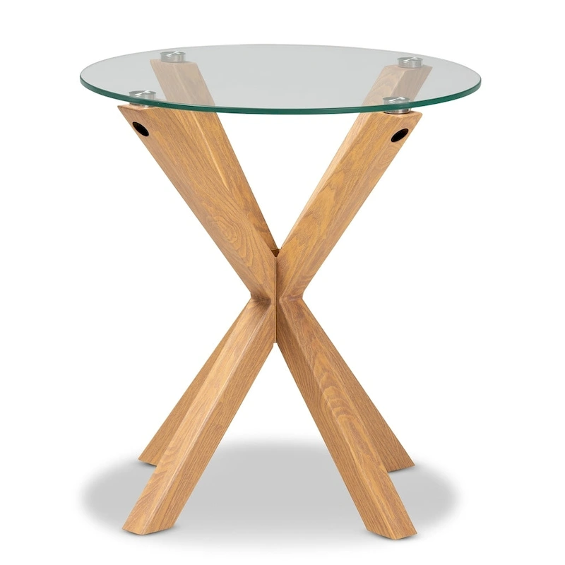 Carson Carrington Bakaroby Glass and Wood Finished End Table