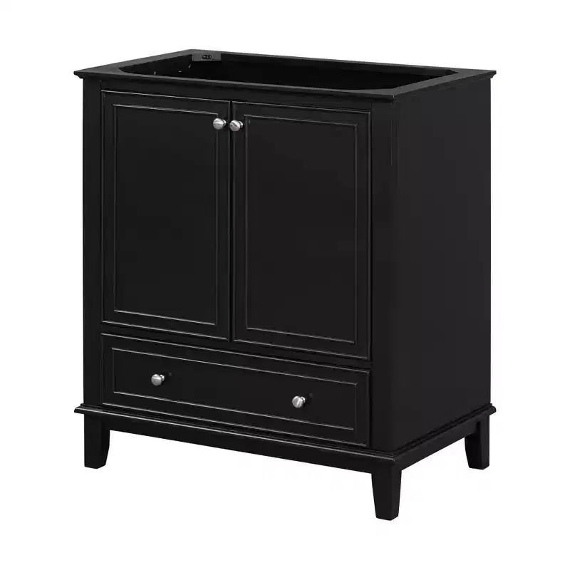 MAYEERTY 30 Bathroom Vanity without Sink Multi-functional Cabinet Doors Drawer Solid Frame MDF Black