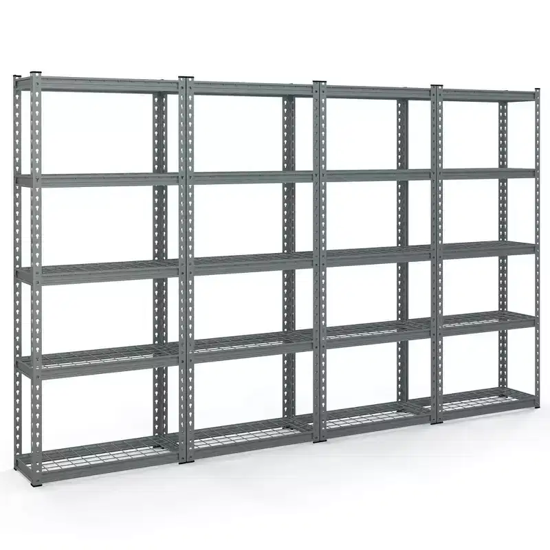 Costway 4 PCS 5-Tier Metal Shelving Unit Heavy Duty Wire Storage Rack with Anti-slip Foot Pads