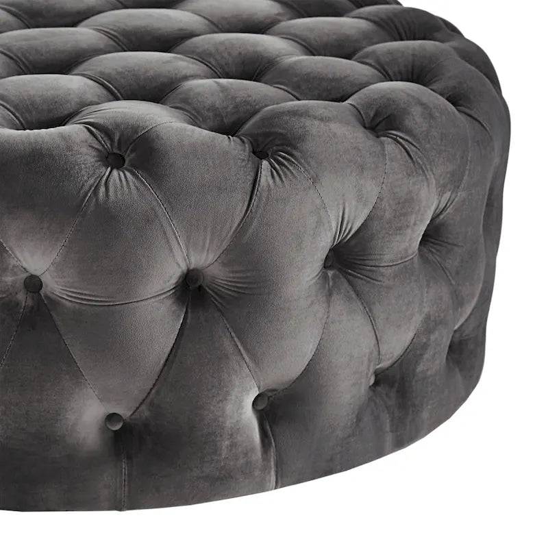 Round Tufted Ottoman with Casters