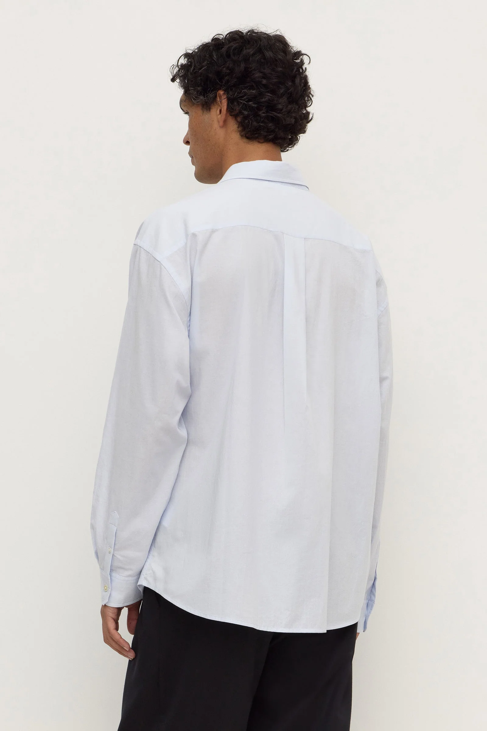 Powder Blue Cotton Voile Long Sleeve Shirt