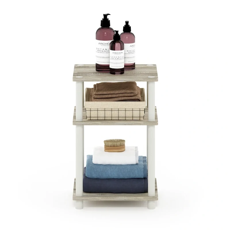 3-Tier End Table, Sonoma Oak/White, No-Tools Assembly, 1-Person