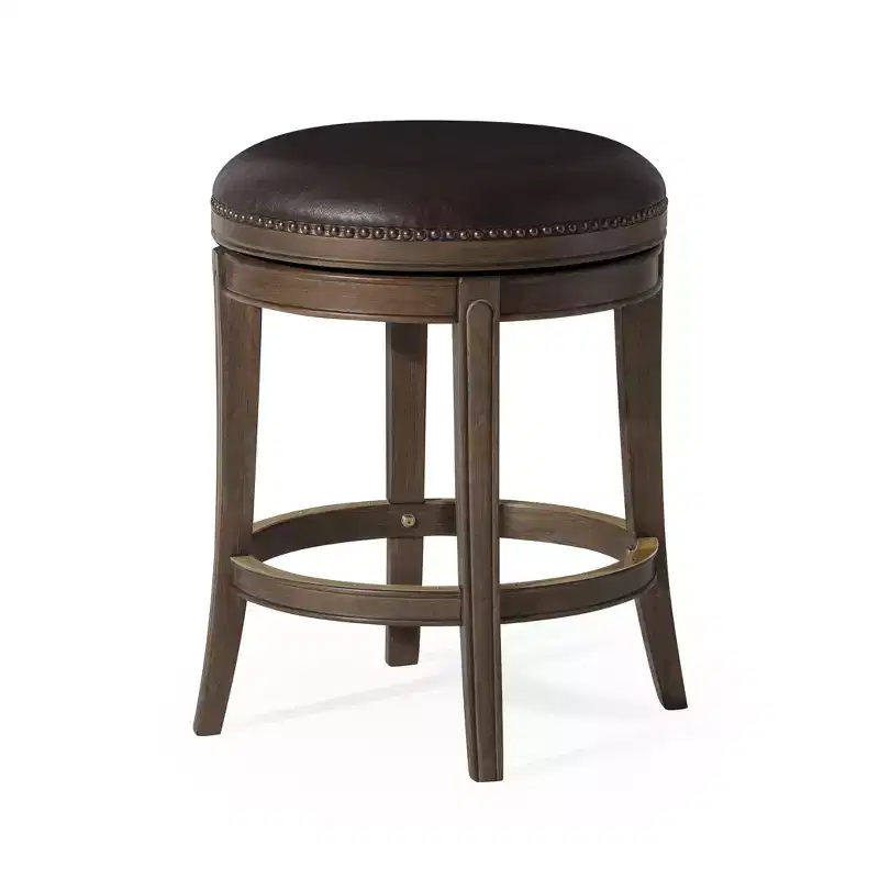 Backless Swivel Counter Stool with Faux Leather 27
