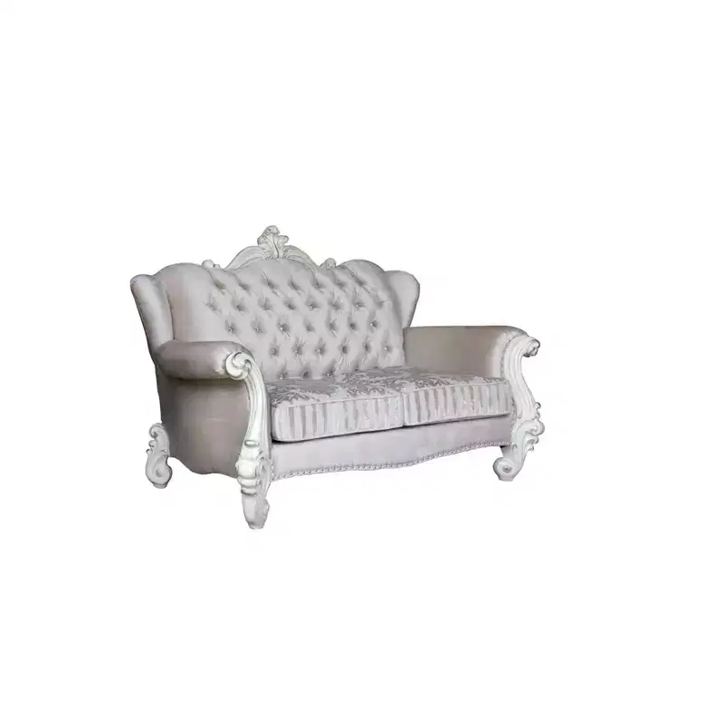 Acme Furniture Versailles Sofa Ivory Fabric/Bone White Finish