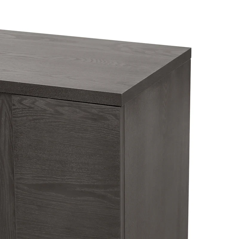 Wood Sideboard with Adjustable Shelves and Gold Handles