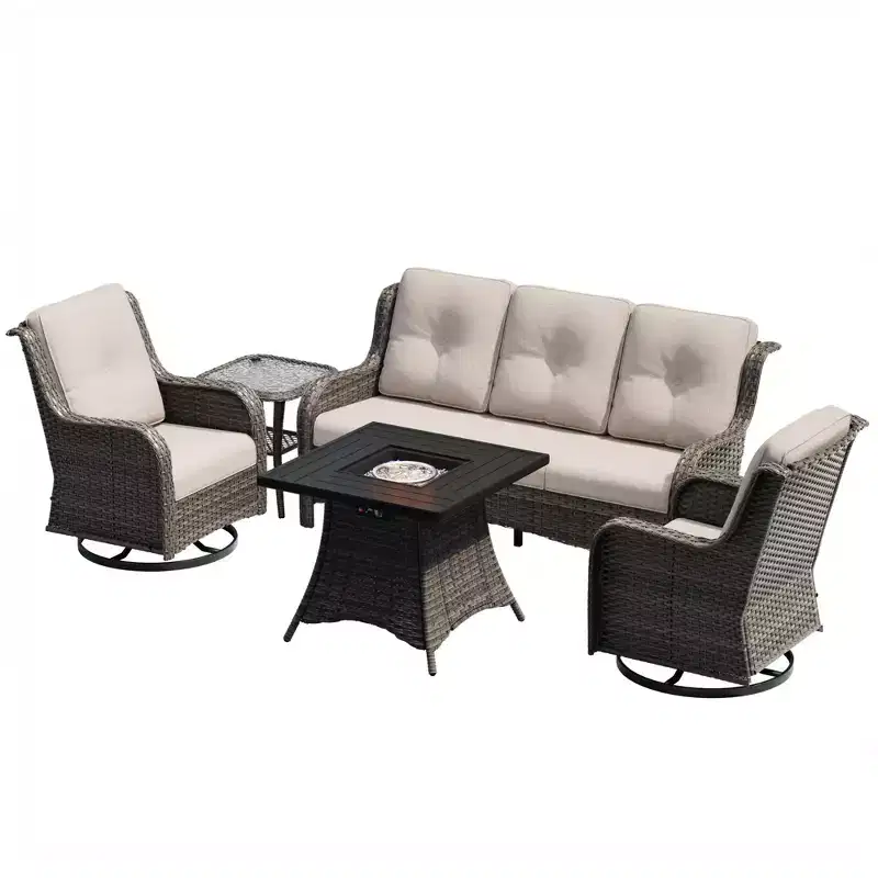 UPTIOT Outdoor Lounge Set with Square Fire Pit