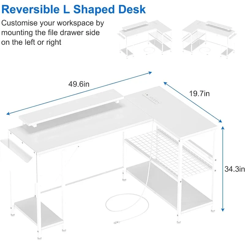 Small Gaming Desk with Power Outlets