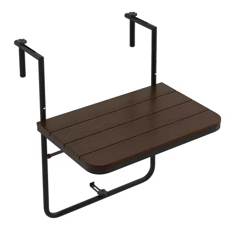 Folding Hanging Table Outdoor Railing Table with 3-Level Adjustable Height