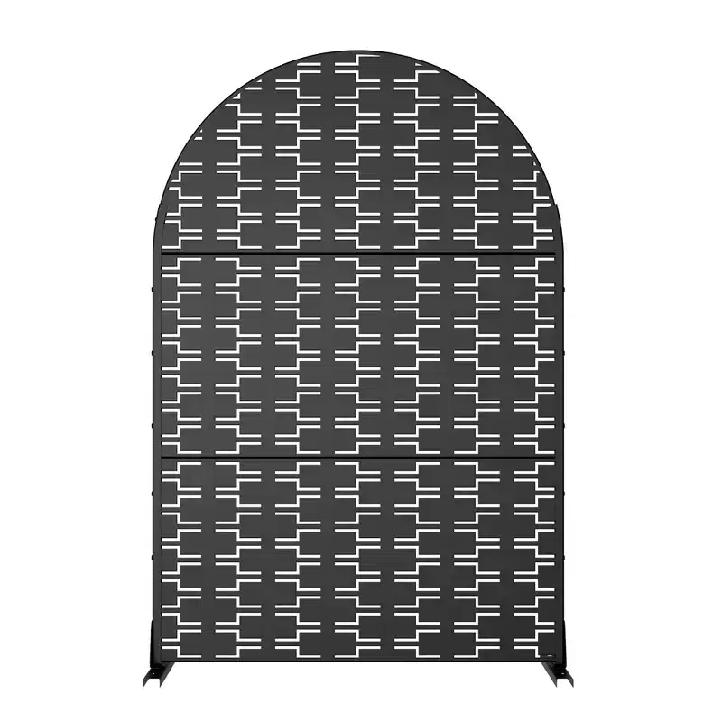 Brick 01 Black Arched Galvanized Steel Screen 183x120x40cm