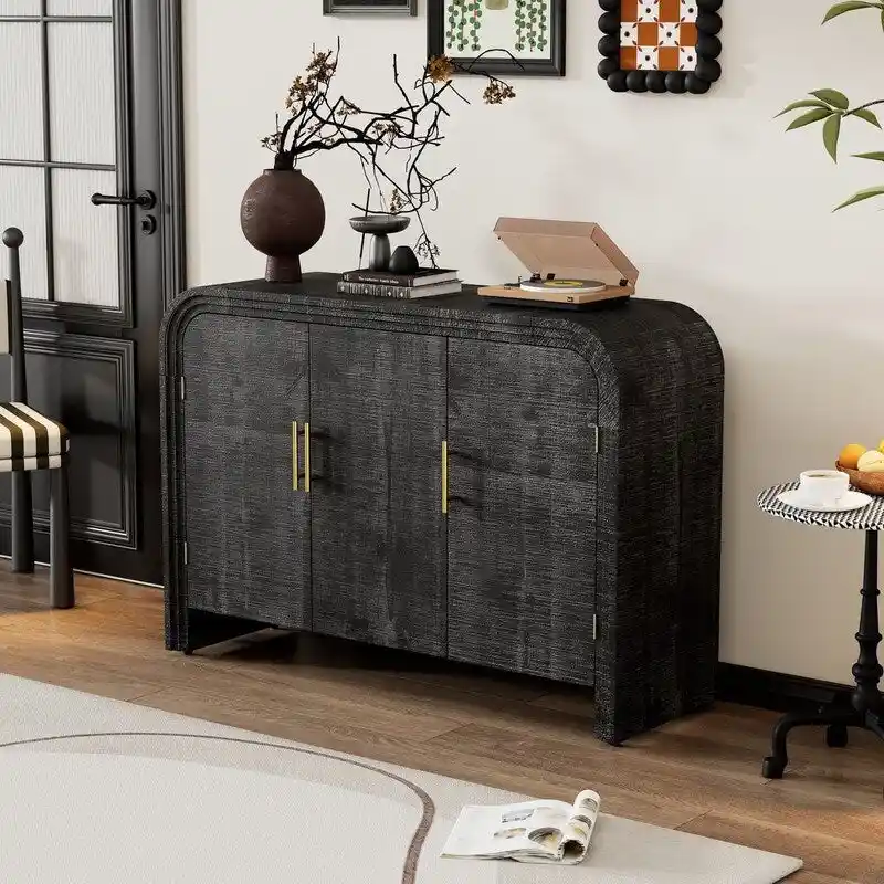 47.2W Sideboard with Gold Handles and Adjustable Dividers - N/A