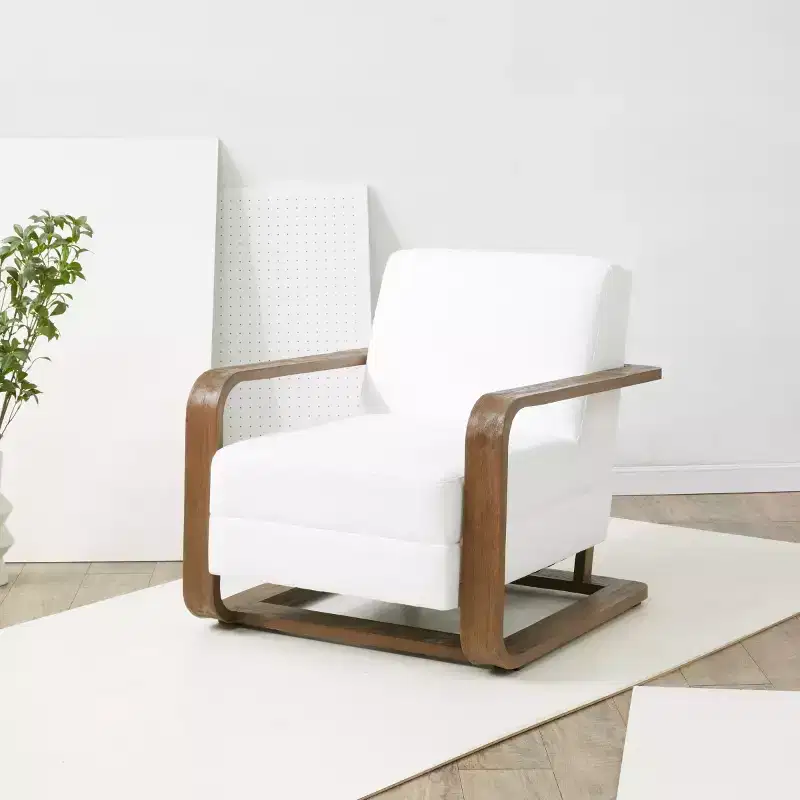 Jayshaw Wood Frame Accen Chair - SFV5107 - White/Brown - Safavieh Couture