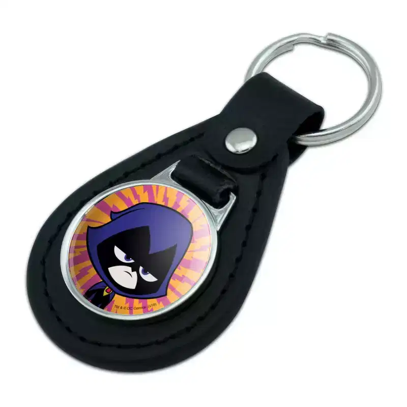 Teen Titans Go! Raven Black Leather Keychain