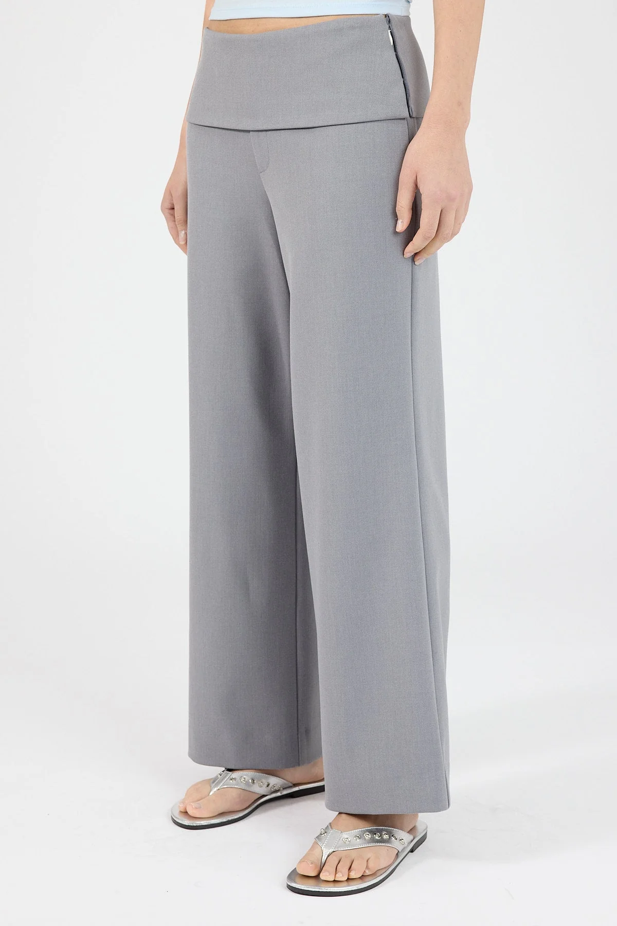 Petite Fold Over Pant Grey