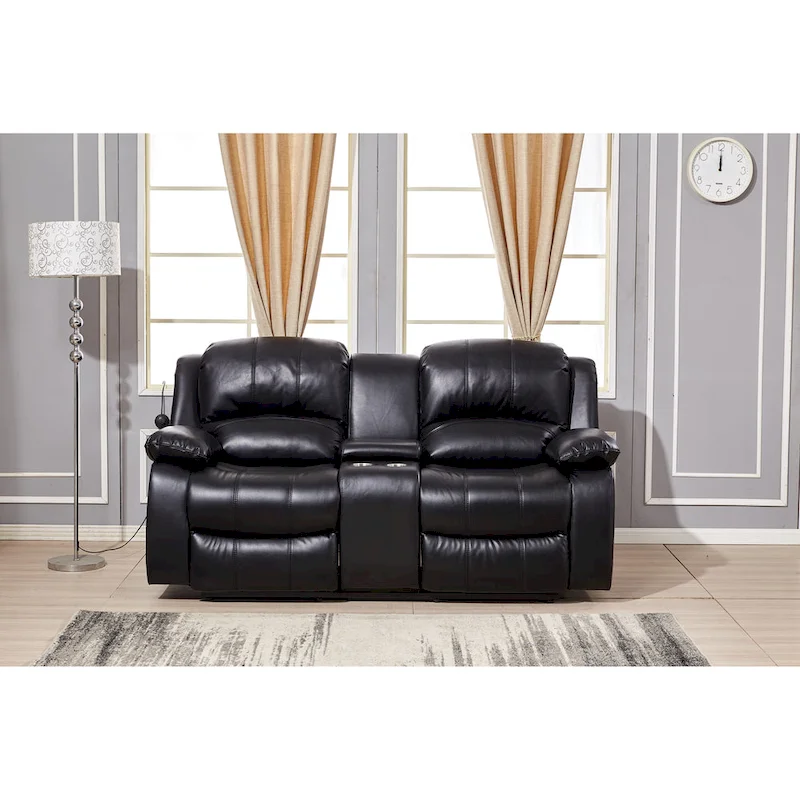 Betsy Furniture 2 Piece Bonded Leather Power Reclining Living Room Set, Sofa and Loveseat