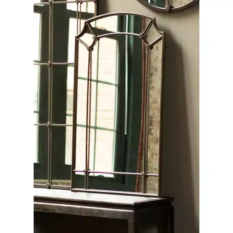 Brown Cast Iron Framed Rectangular Wall Mirror, 29.5