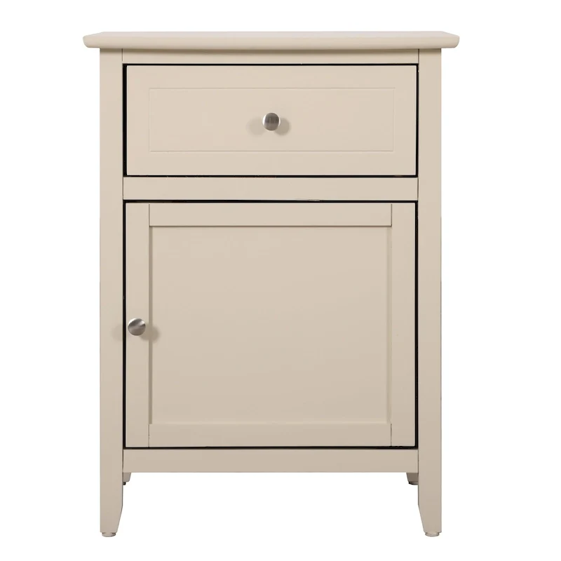 Modern 19-in Metal Hand Holder Single-Drawer Wood Nightstand with Cabinet