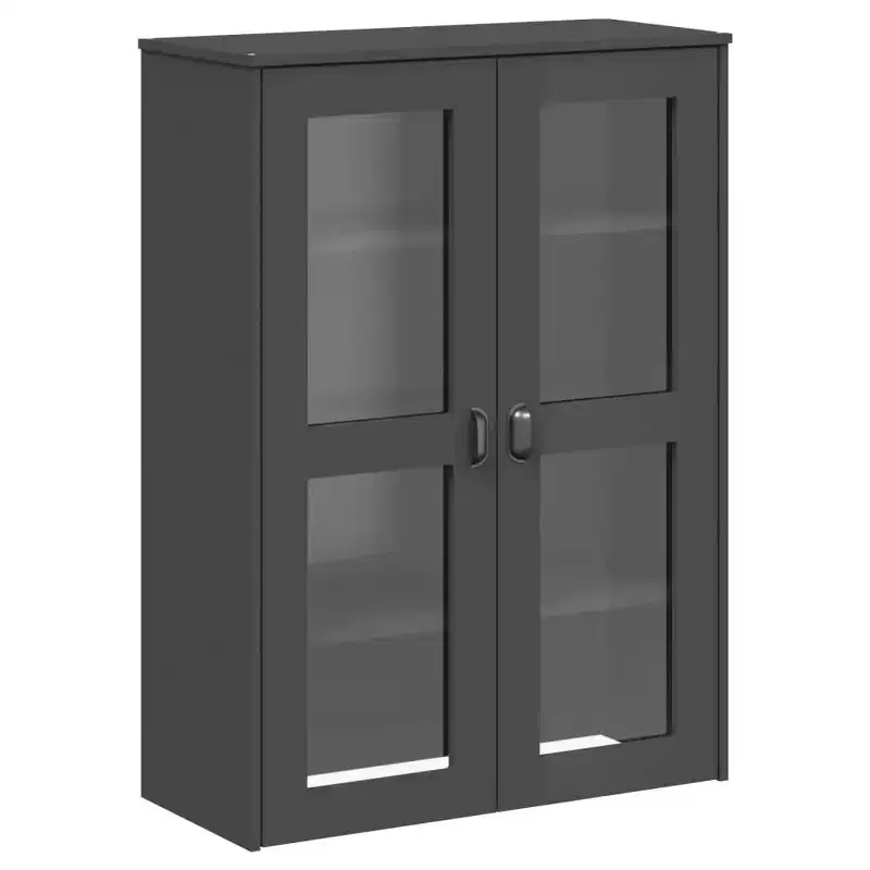 Industrial Highboard Top with 3 Shelves & Frosted Glass Doors – Anthracite