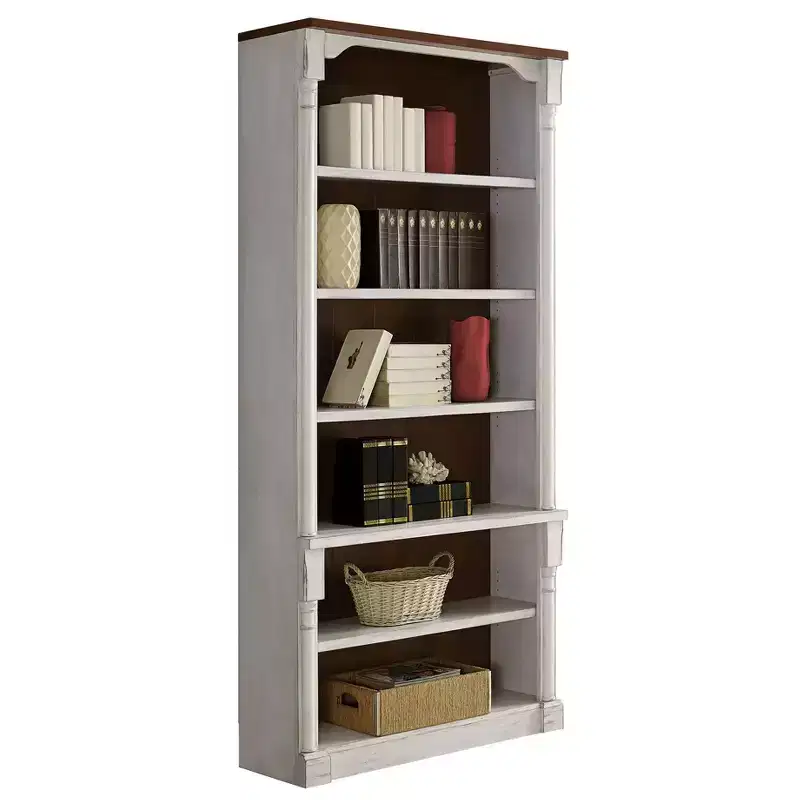 94" Durham Open Bookcase White - Martin Furniture: Cottage Style, 6 Shelves, No Assembly Required