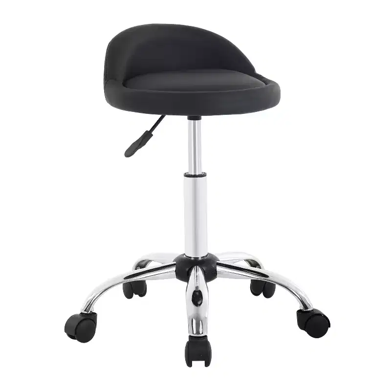 Salon Chair Height Adjustable Rolling Stool Swivel Spa Chair with Comfortable PU Leather Seat & Chrome-Plated Metal Base