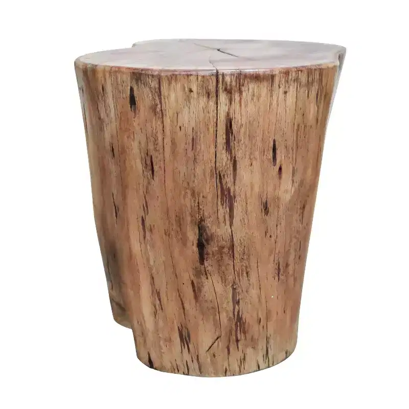 The Urban Port 17 Accent Stump Stool End Table Live Edge Acacia Wood Log with Grain and Knot Details Natural Brown