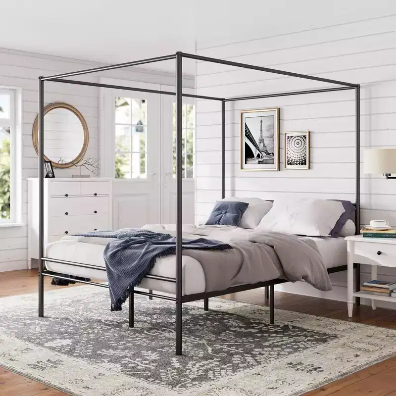 Canopy Metal Platform Bed Frame – Black