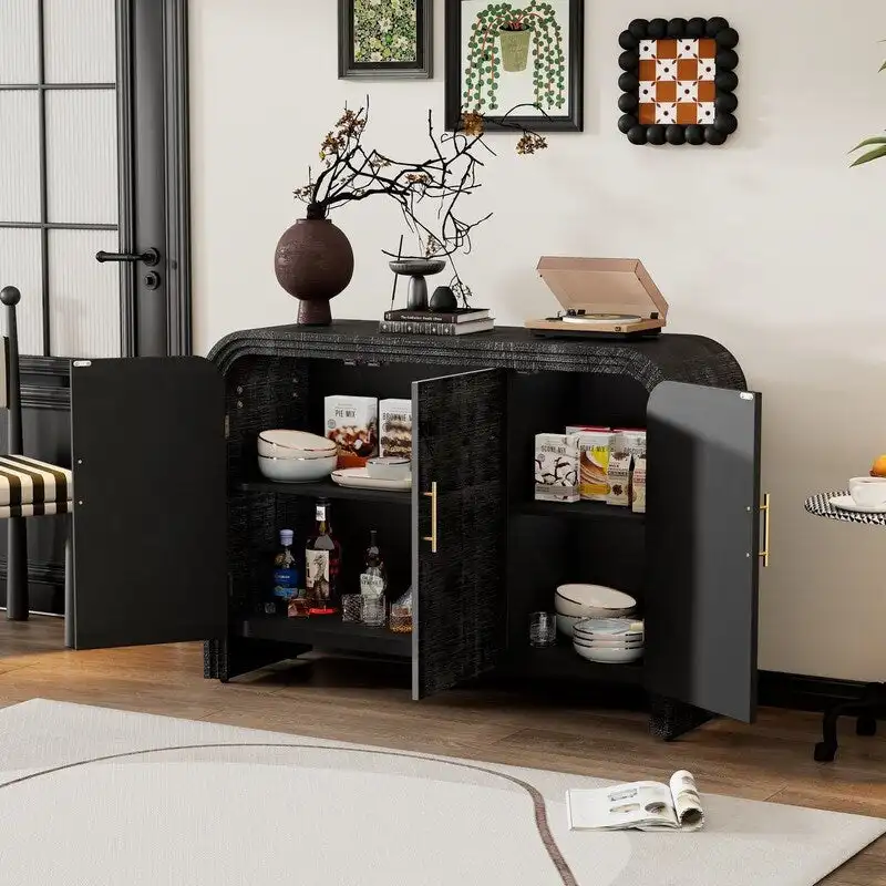 47.2W Sideboard with Gold Handles and Adjustable Dividers - N/A