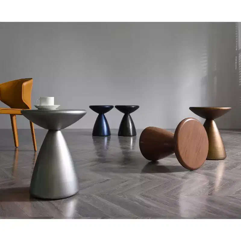25 in.H Brown Color Round Metal Table Top End Table 1-piece