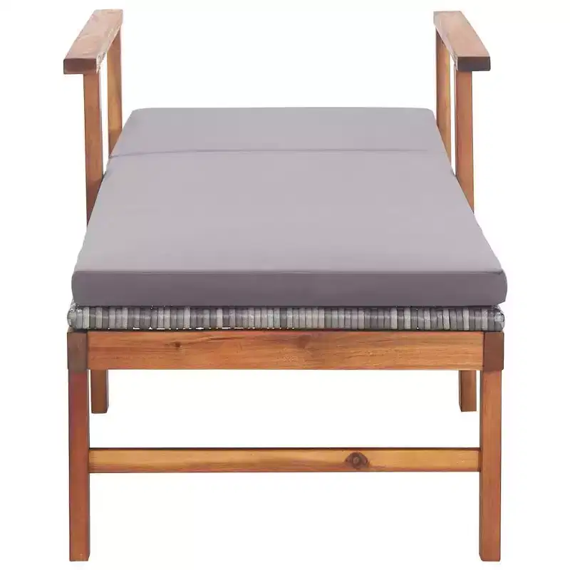 vidaXL Sunlounger Poly Rattan, Solid Acacia Wood Standard