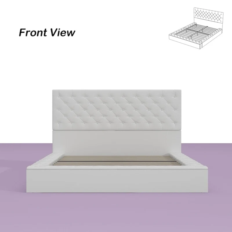 LED Queen/King Bed Frame with Tufted Headboard Bedroom Furniture