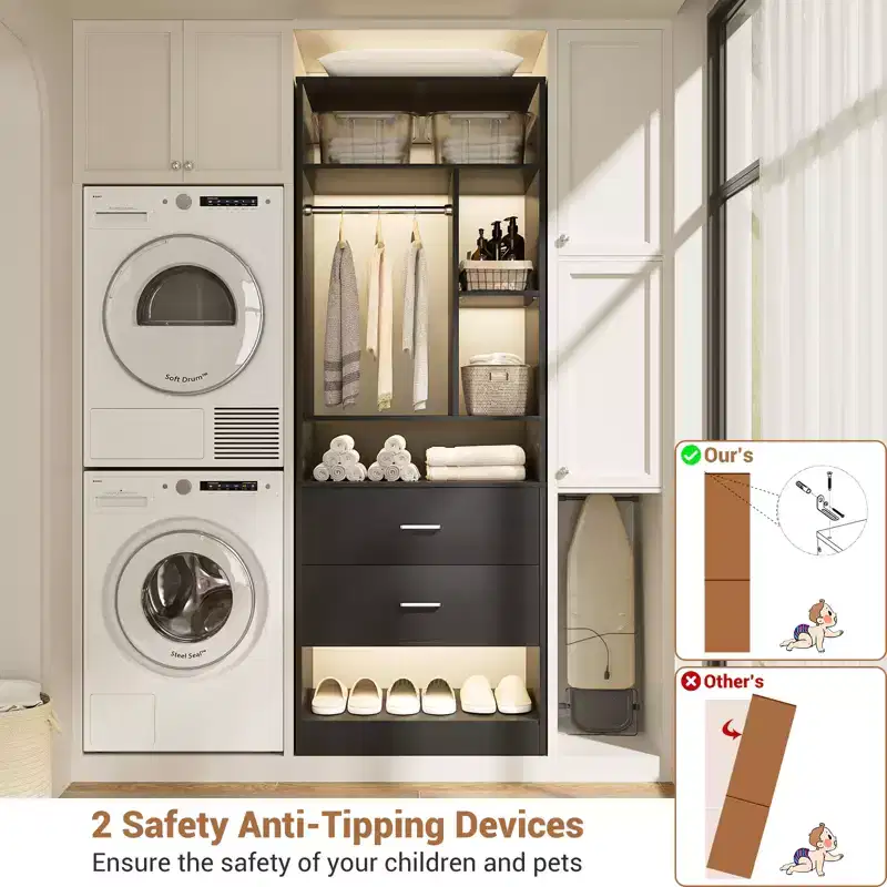 Closet System with 2 Wood Drawers