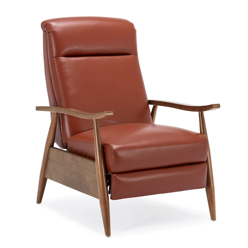 Fordham Top Grain Leather Wood Arm Push Back Recliner by Greyson Living