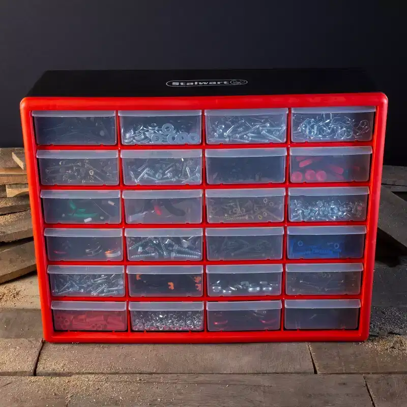 24-Drawer Plastic Storage Cabinet & Compartment Organizer – Wall Mount or Desktop