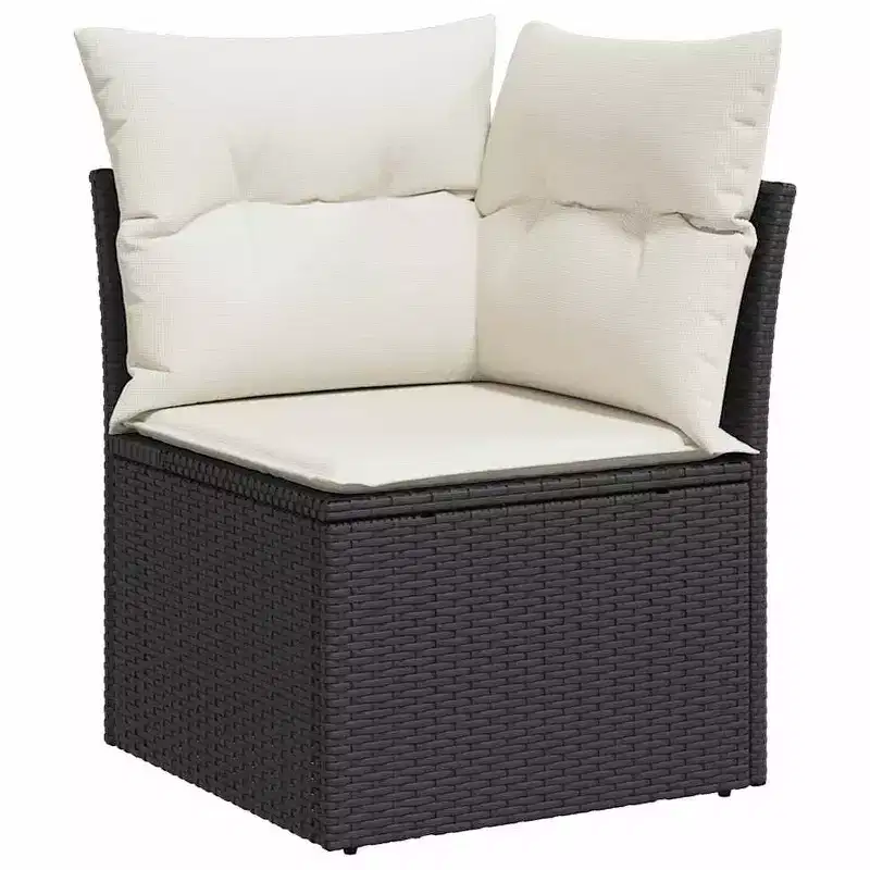 vidaXL Garden Sofa Set Black PE Rattan Large Adjustable Feet